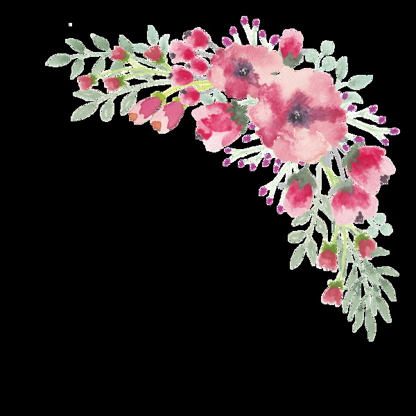 PNG水彩花卉花边边框1