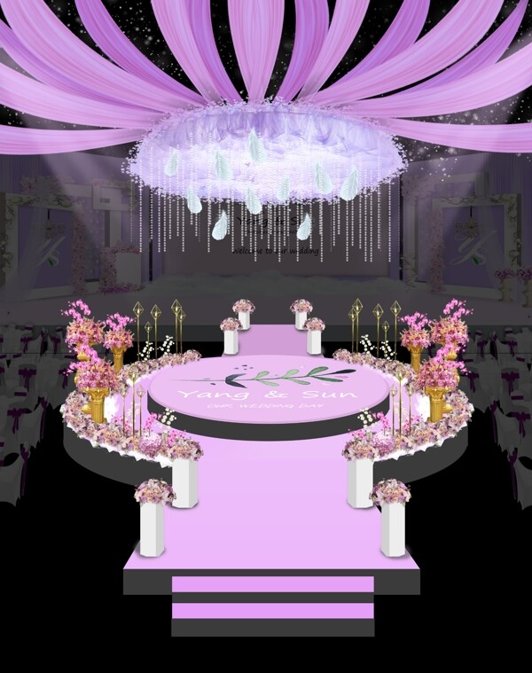 浅紫色婚礼仪式区婚礼效果图