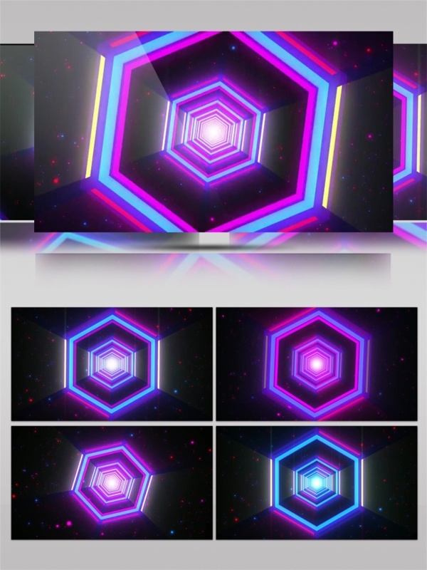 梦幻光紫六边形视频素材