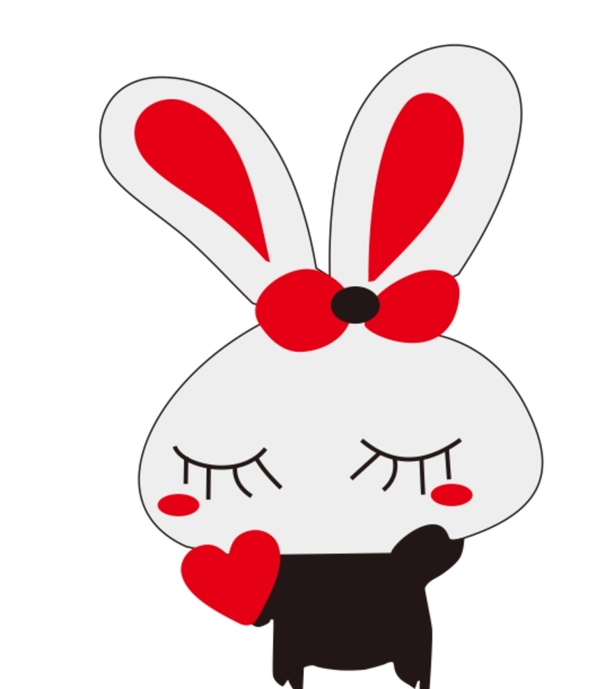 卡通兔爱心兔黑兔兔子简
