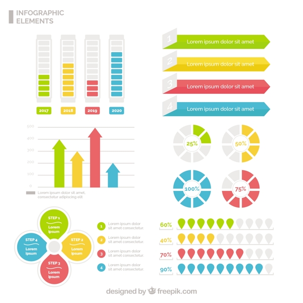 不同形状的有用的图表元素矢量素材