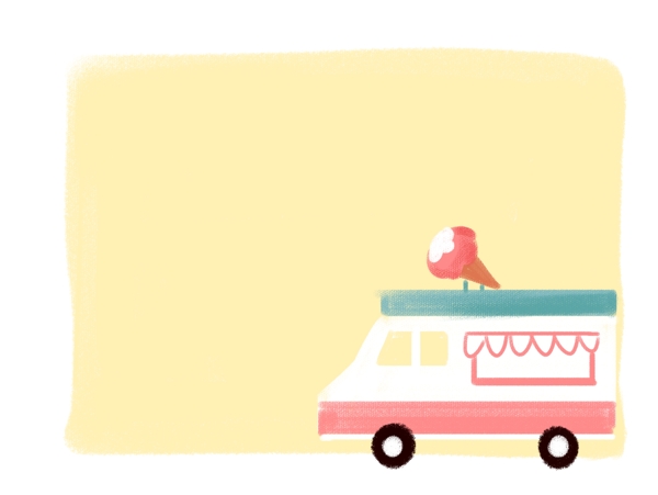 卡通手绘冰淇淋车边框插画