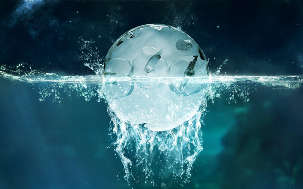 创意水中足球背景图片