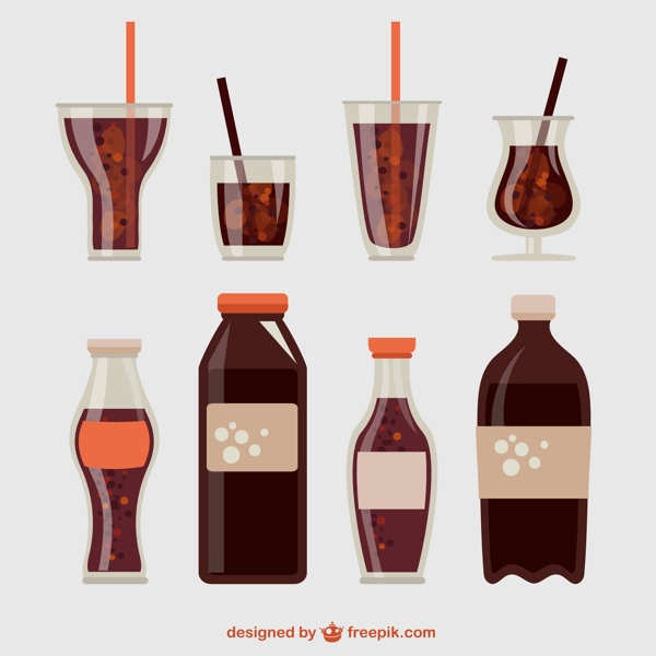 8款可乐饮料设计矢量图