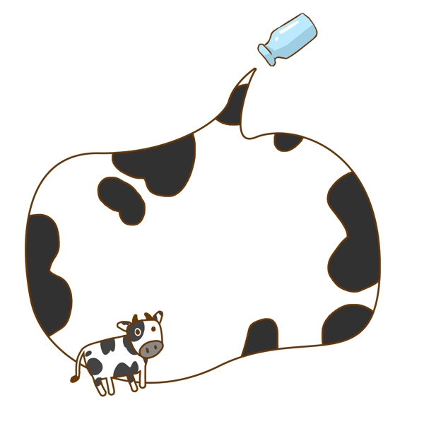 手绘奶牛对话框插画