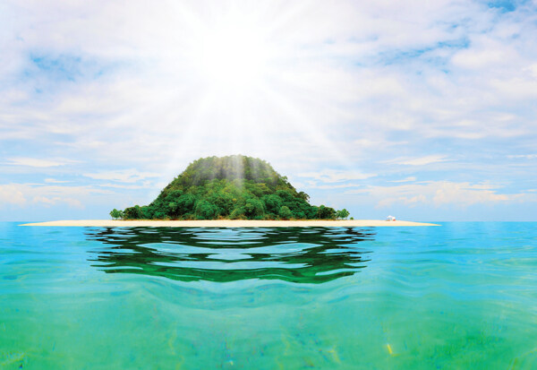 海面上的小岛风景图片