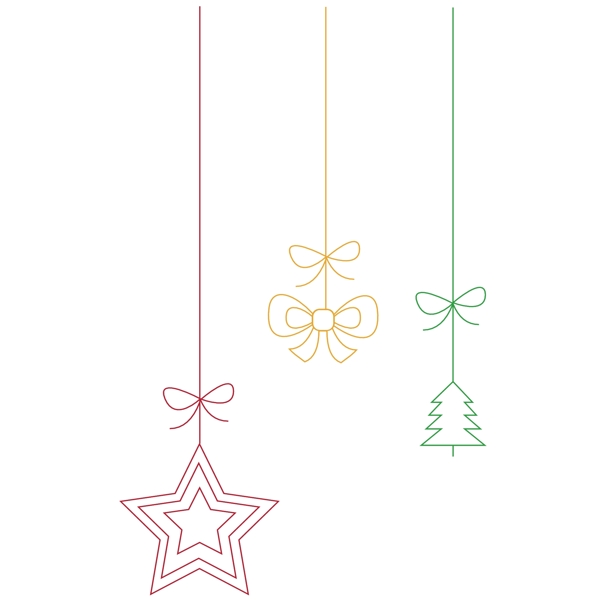 圣诞装饰素材挂件图案漂浮线条简约装饰节日免扣PNG
