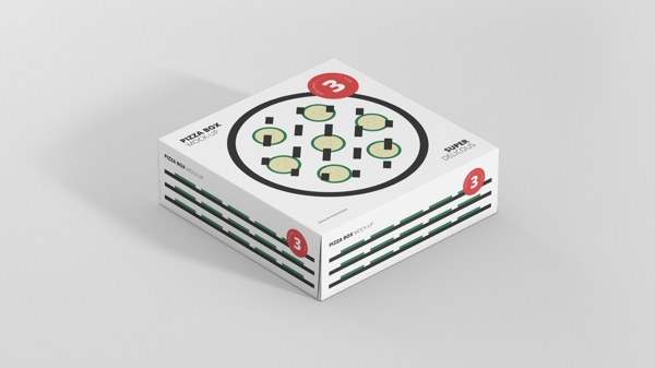 披萨包装盒效果图智能贴图样机