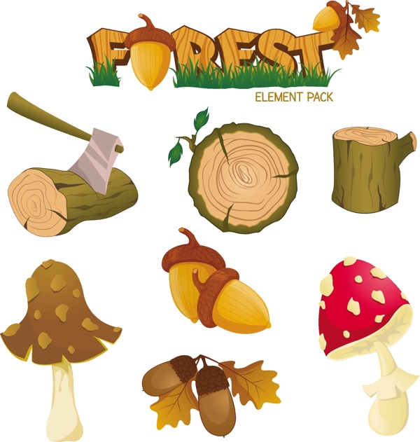 森林元素插图