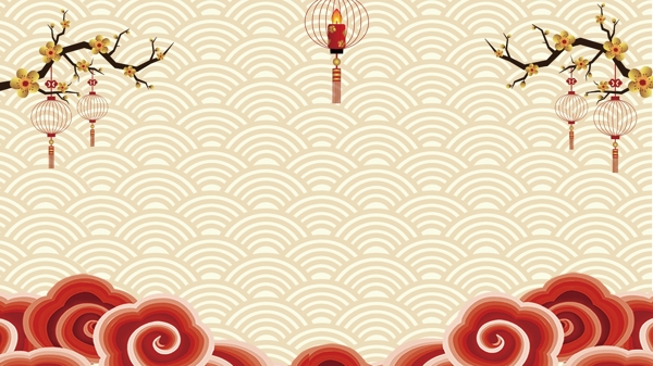 传统中国风祥云底纹图案节日背景设计
