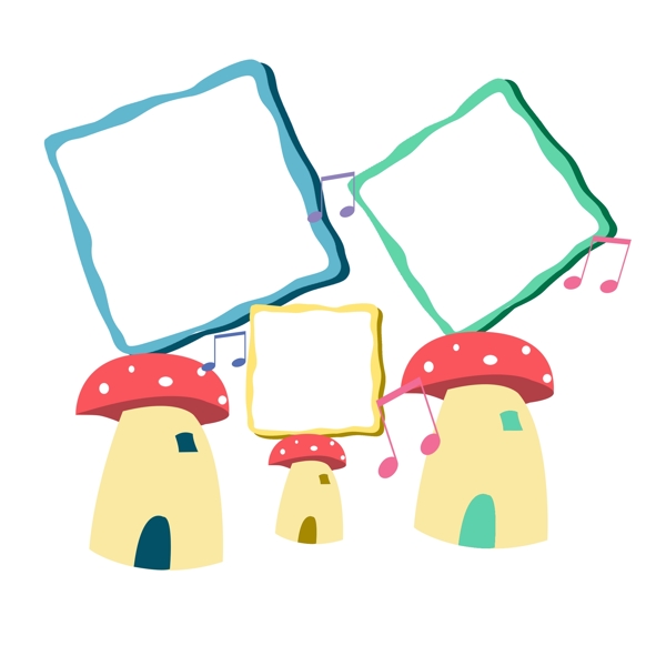 蘑菇相框卡通插画