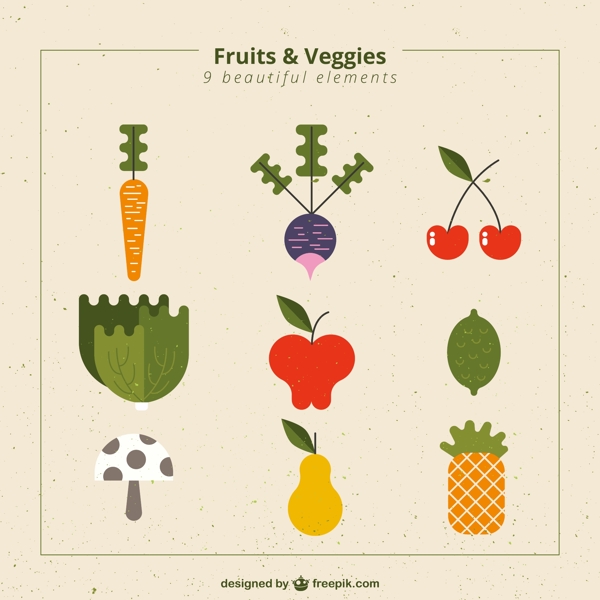 抽象的蔬菜和水果