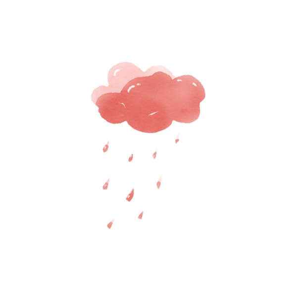 手绘水彩粉色雨云