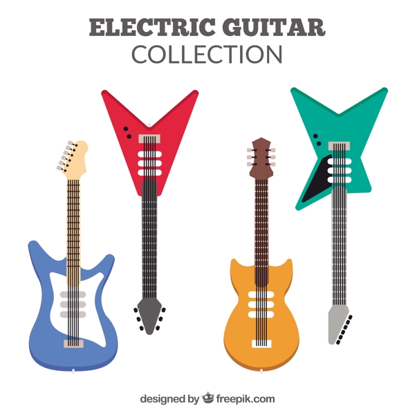 四种不同的颜色和设计的电吉他包