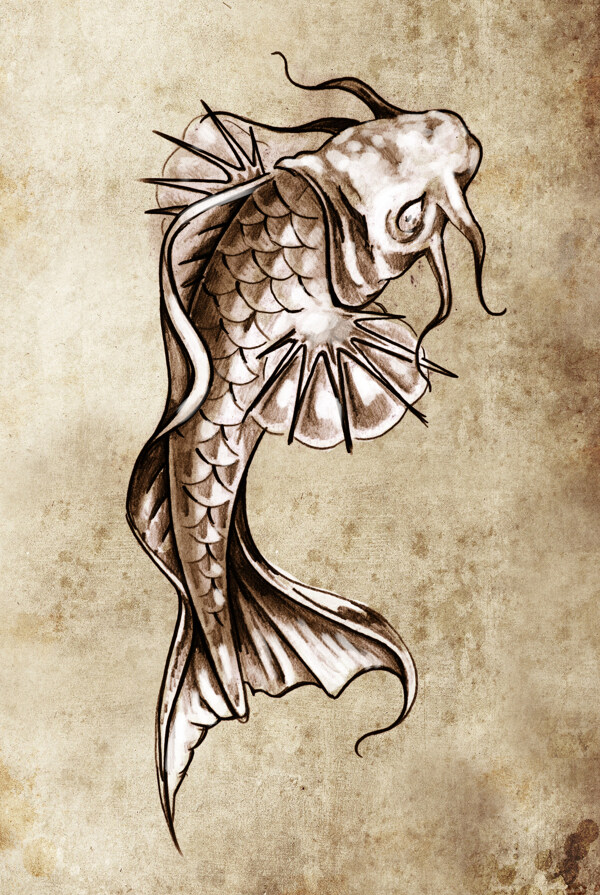 鱼形纹身图案图片