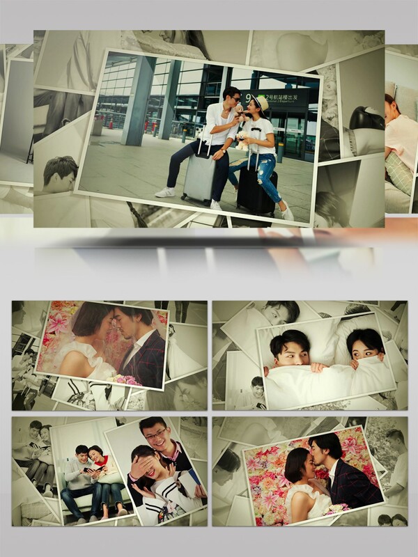 复古婚礼爱情回忆相册展示AE模板