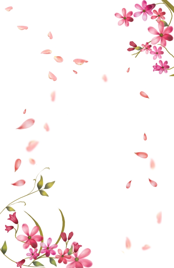 春天妇女节情人节粉色花瓣边框漂浮素材