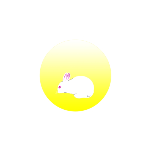 手绘风秋节圆月兔子元素