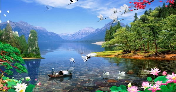 湖泊风景图片