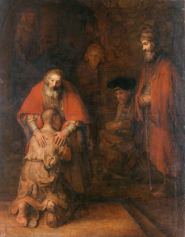 欧洲主教和跪着的人油画图片