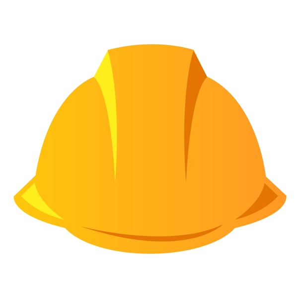 黄色安全帽手绘劳动工具标贴矢量素材