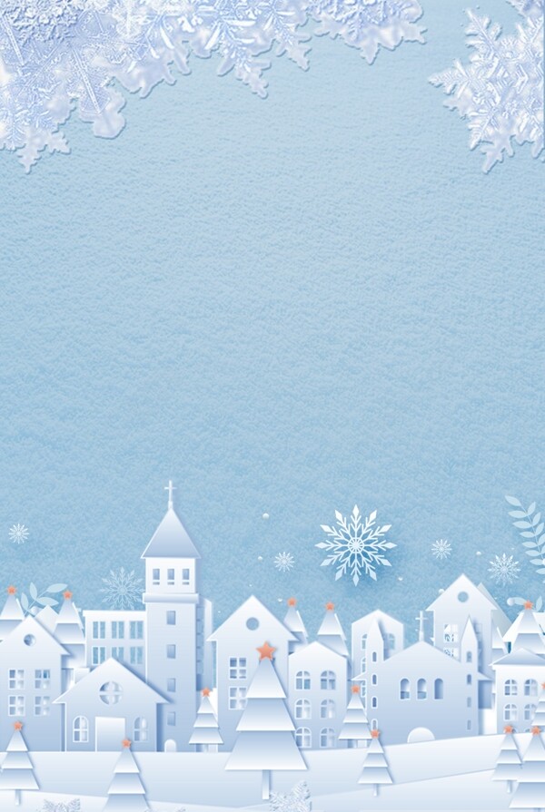 蓝色小清新冬天背景