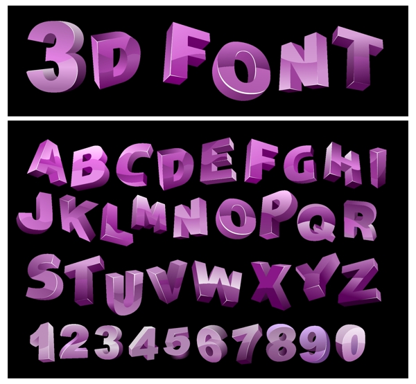 3d紫色拼音字母数字图片