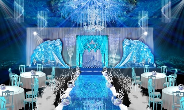 蓝色海洋风格婚礼设计图