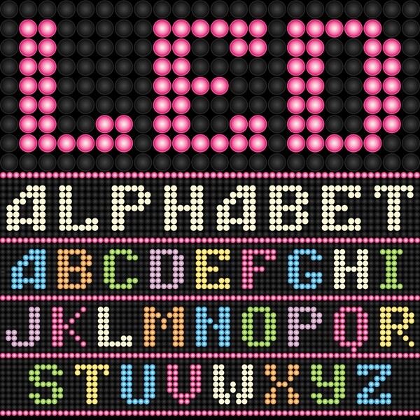 彩色LED字母设计矢量素材
