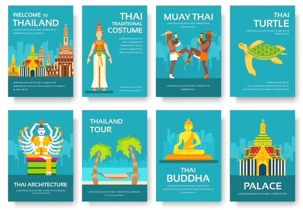 泰国旅游场海报矢量素材