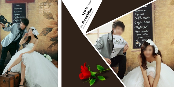 横版韩式婚纱模板图片