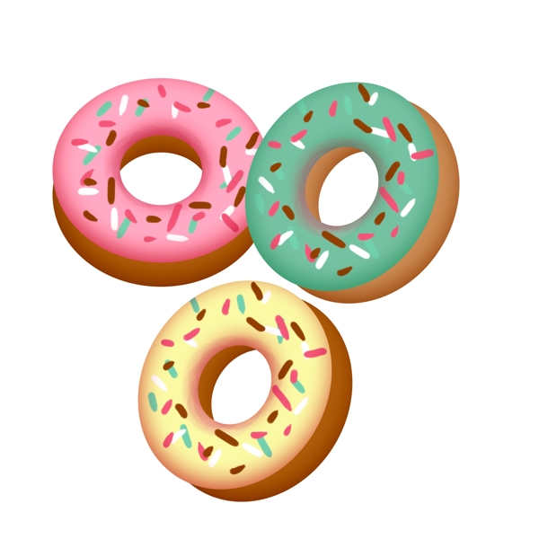 三个甜甜圈装饰插画