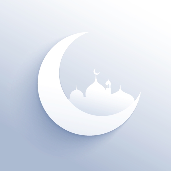 月亮与清真寺剪影教节日背景