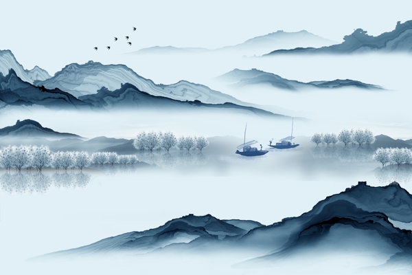 新中式意境山水图片