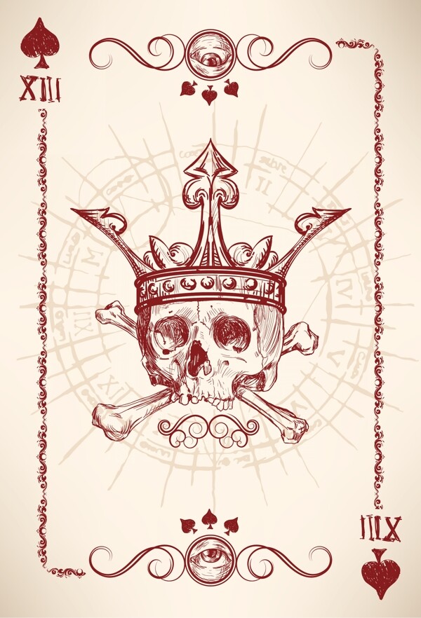 皇冠骷髅印花图案