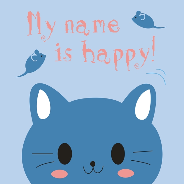 印花矢量图可爱卡通动物猫老鼠免费素材