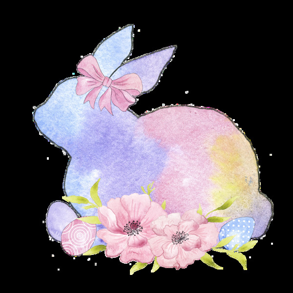 手绘兔子透明装饰图案背景图