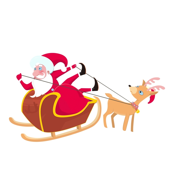 圣诞老人和驯鹿剪纸风设计