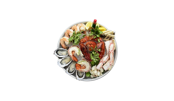 一盘美味海鲜蔬菜盘子龙虾素材