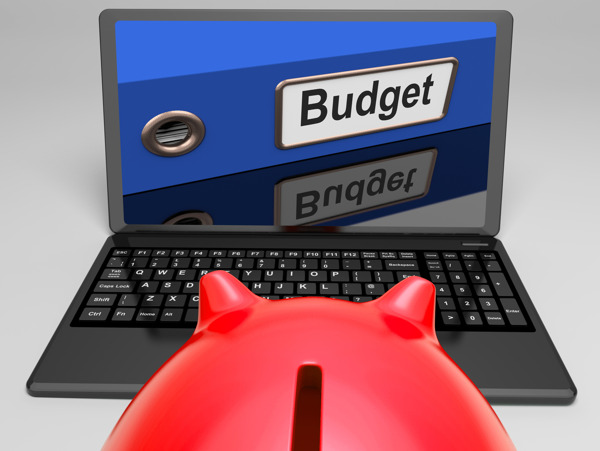 在笔记本电脑的预算文件显示财务控制