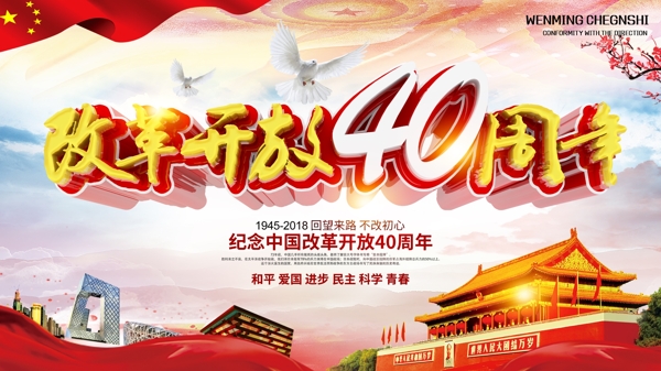 纪念中国改革开放40年宣传展板