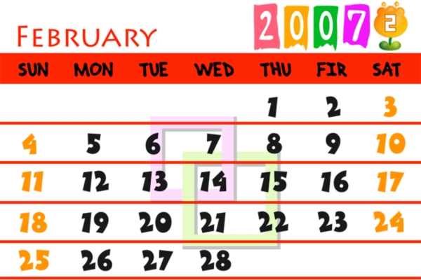 2007年2月日历的PSD模板