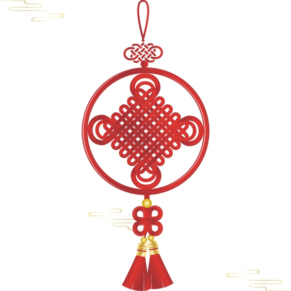 手绘中国风镂空简约中国结装饰可商用元素