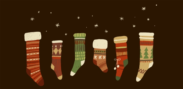 手绘圣诞装饰礼物袜子素材