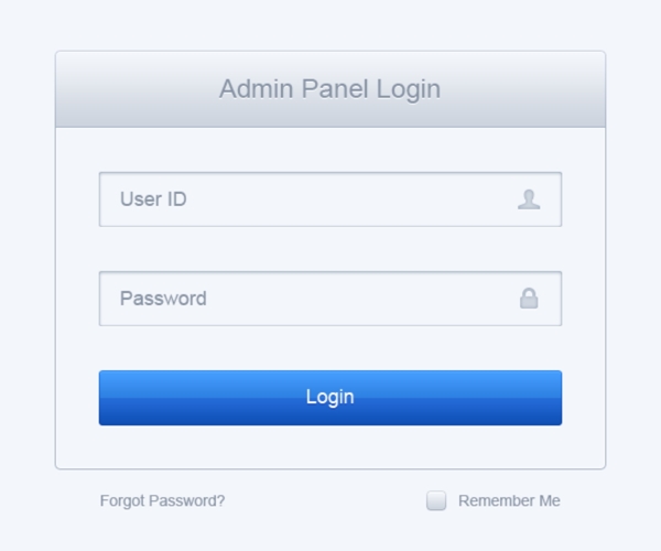 干净的灰色的登录表单的蓝色按钮PSD