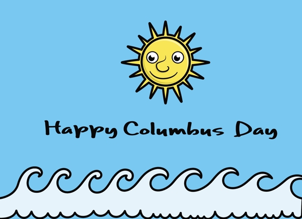 快乐的哥伦布日向量太阳旗