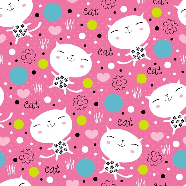 粉色可爱猫咪动物图案矢量素材