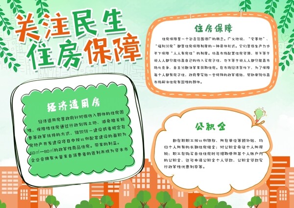 绿色清新关注民生社会住房保障公益小报