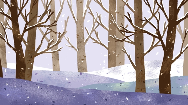 冬季树林雪景背景素材