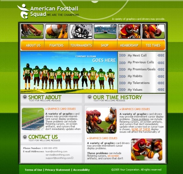 橄榄球球队介绍网页模板